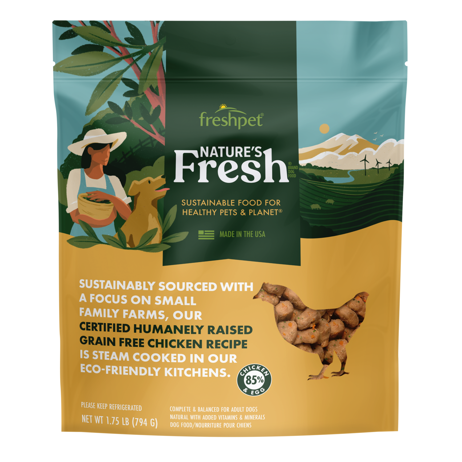 Front package image of Freshpet® Nature’s Fresh Grain Free Chicken Carrot Dog Food