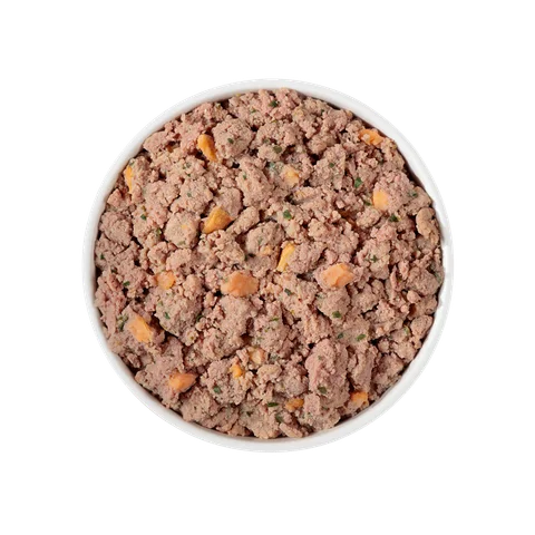 small breed: chicken, beef, egg & salmon recipe with sweet potatoes & spinach