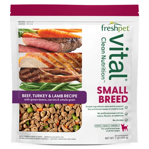 small breed: beef, turkey & lamb recipe with green beans, carrots & whole grain