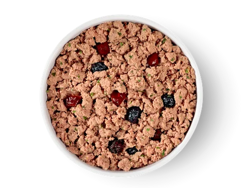 grain free beef & bison recipe with spinach, cranberries & blueberries