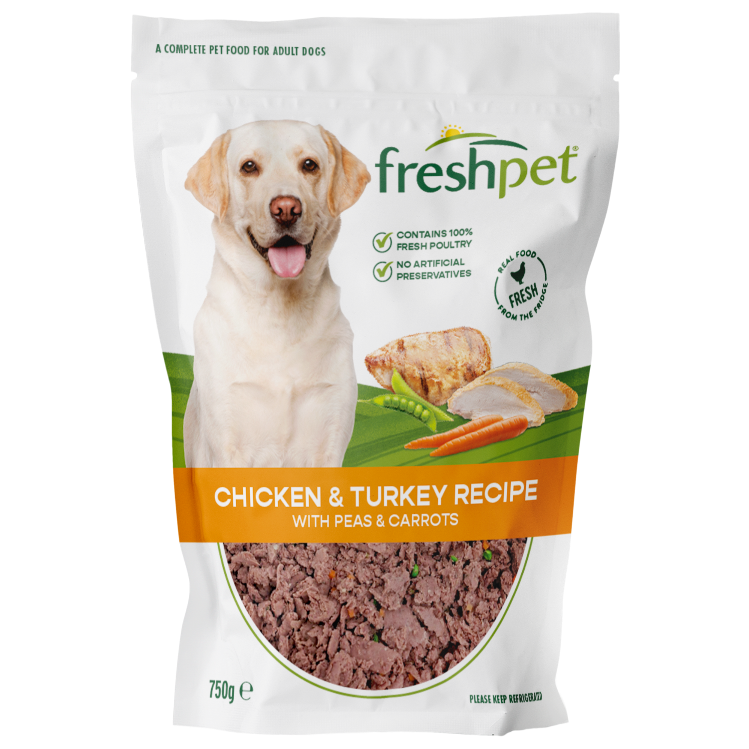 Front package image of Freshpet® Chicken & Turkey Recipe with Peas & Carrots