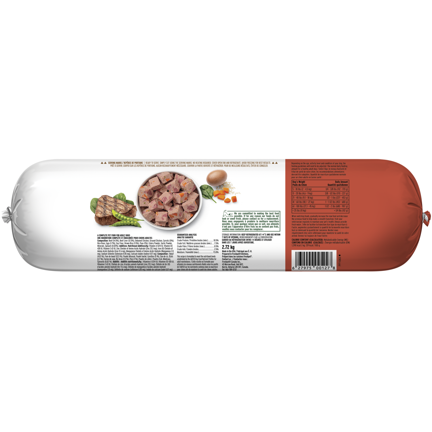 Back package image of chunky beef recipe with carrots