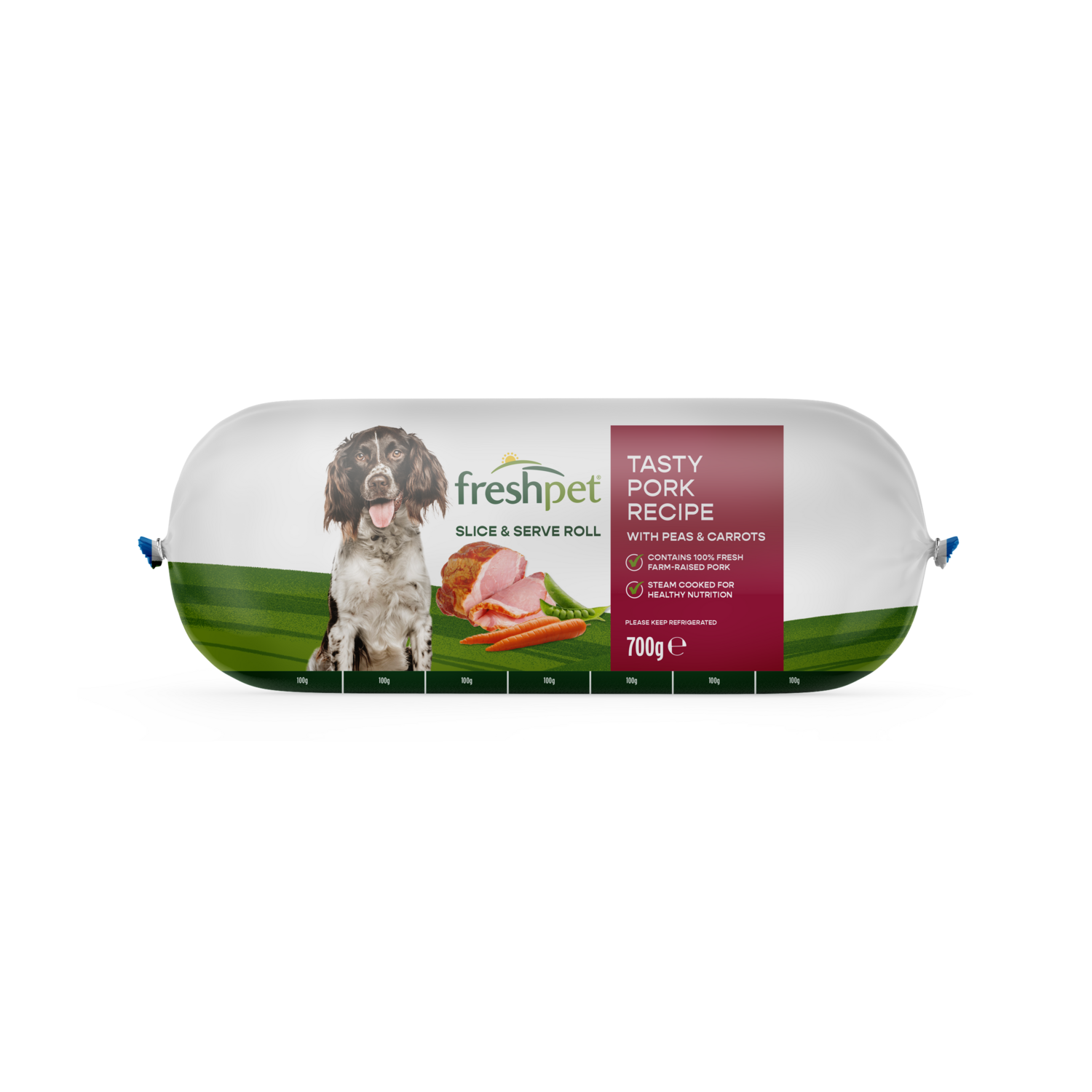 Front package image of tasty pork recipe with peas and carrots