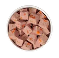 Image of a bowl containing chunky beef recipe with carrots, peas & brown rice