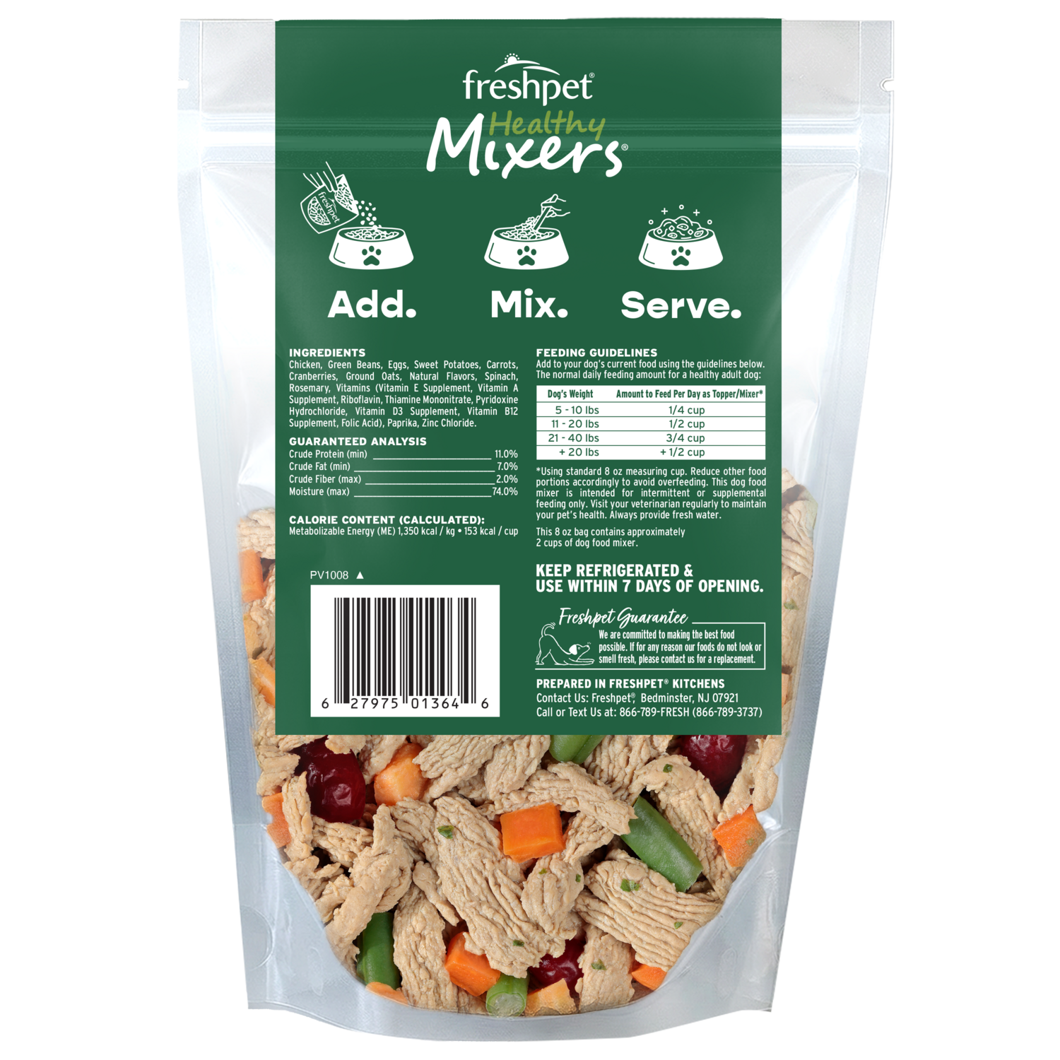 Back package image of Freshpet® Healthy Mixers Shredded Chicken Recipe
