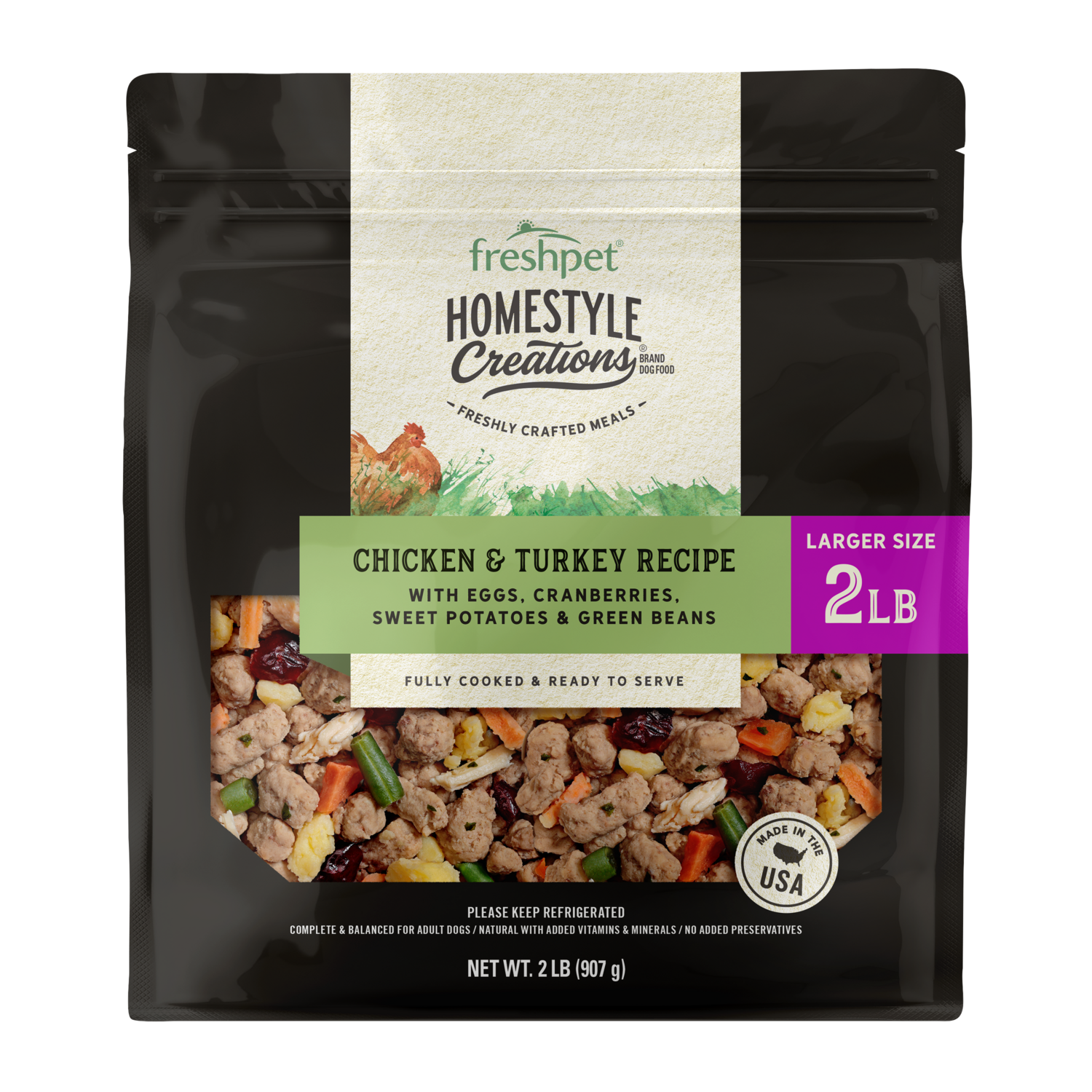 Front package image of Freshpet® Homestyle Creations™ Chicken & Turkey Dog Food