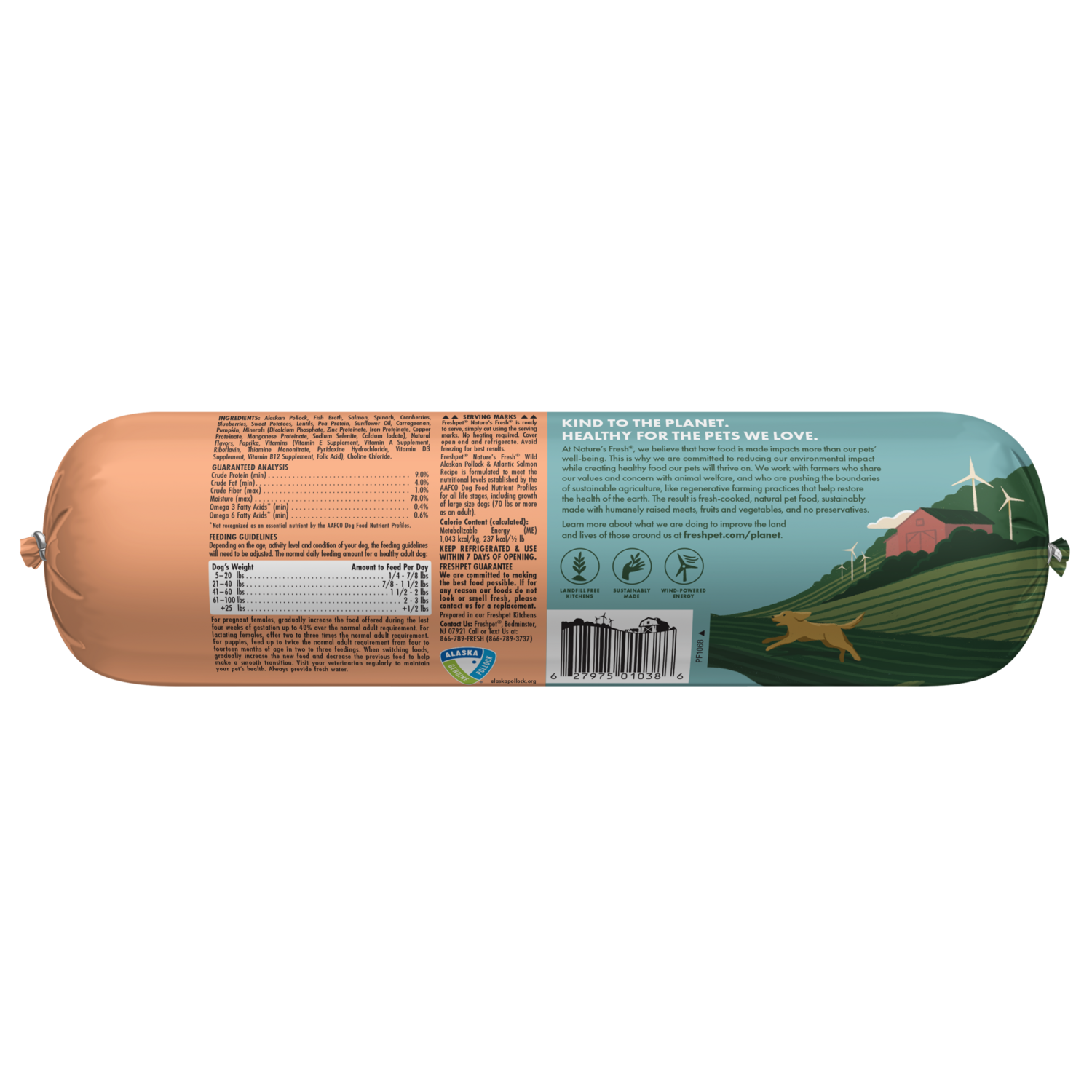 Back package image of Freshpet® Nature’s Fresh Grain Free Wild Alaskan Pollock & Atlantic Salmon