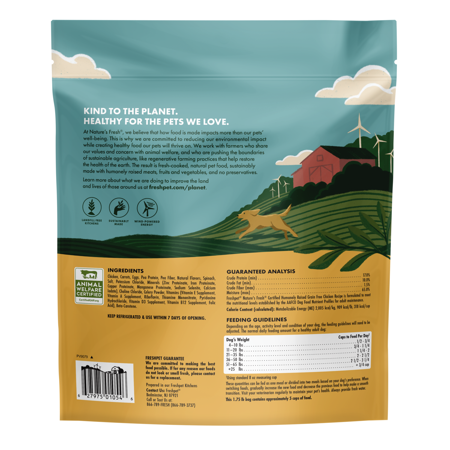 Back package image of Freshpet® Nature’s Fresh Grain Free Chicken Carrot Dog Food