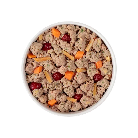 healthy aging: chicken & salmon recipe with cranberries, sweet potatoes, & carrots