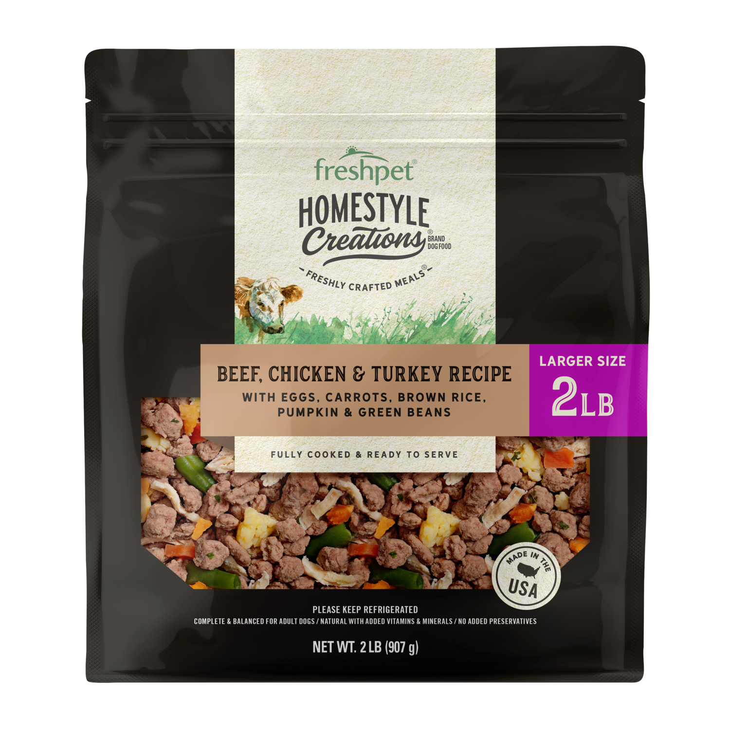 Front package image of Freshpet® Homestyle Creations™ Beef, Chicken & Turkey Dog Food
