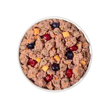 grain free beef & bison recipe with spinach, cranberries & blueberries
