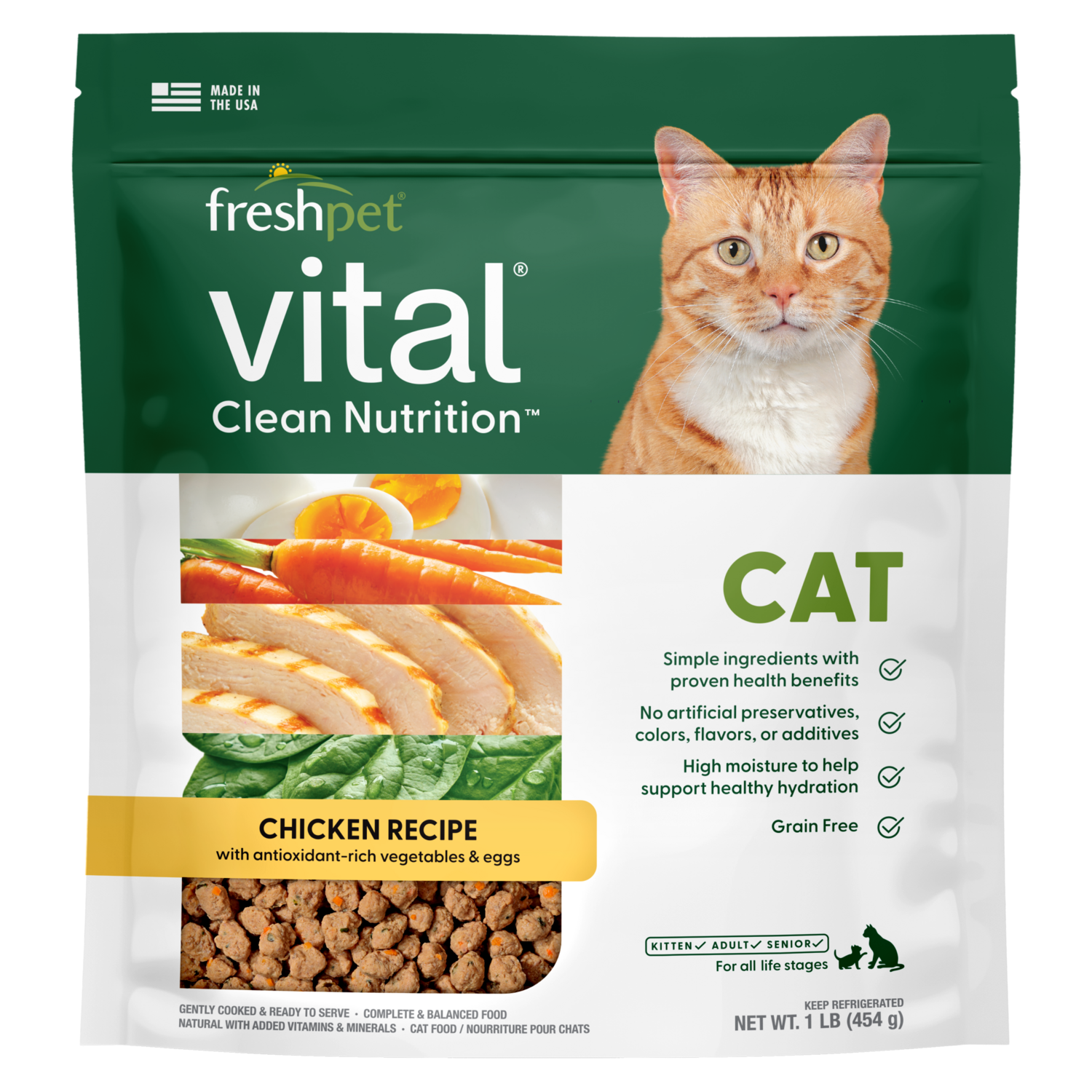 Front package image of Freshpet® Vital Grain Free Chicken and Egg Cat Food