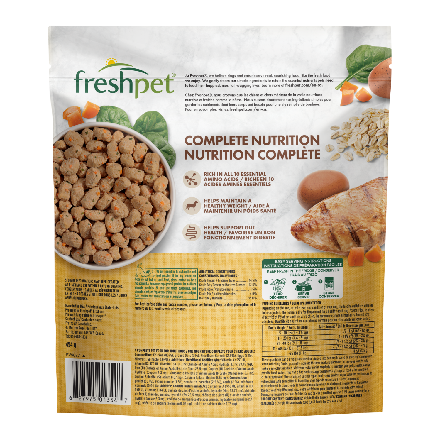 Back package image of Freshpet® Complete Nutrition Chicken Recipe with Wholesome Grains & Carrots 