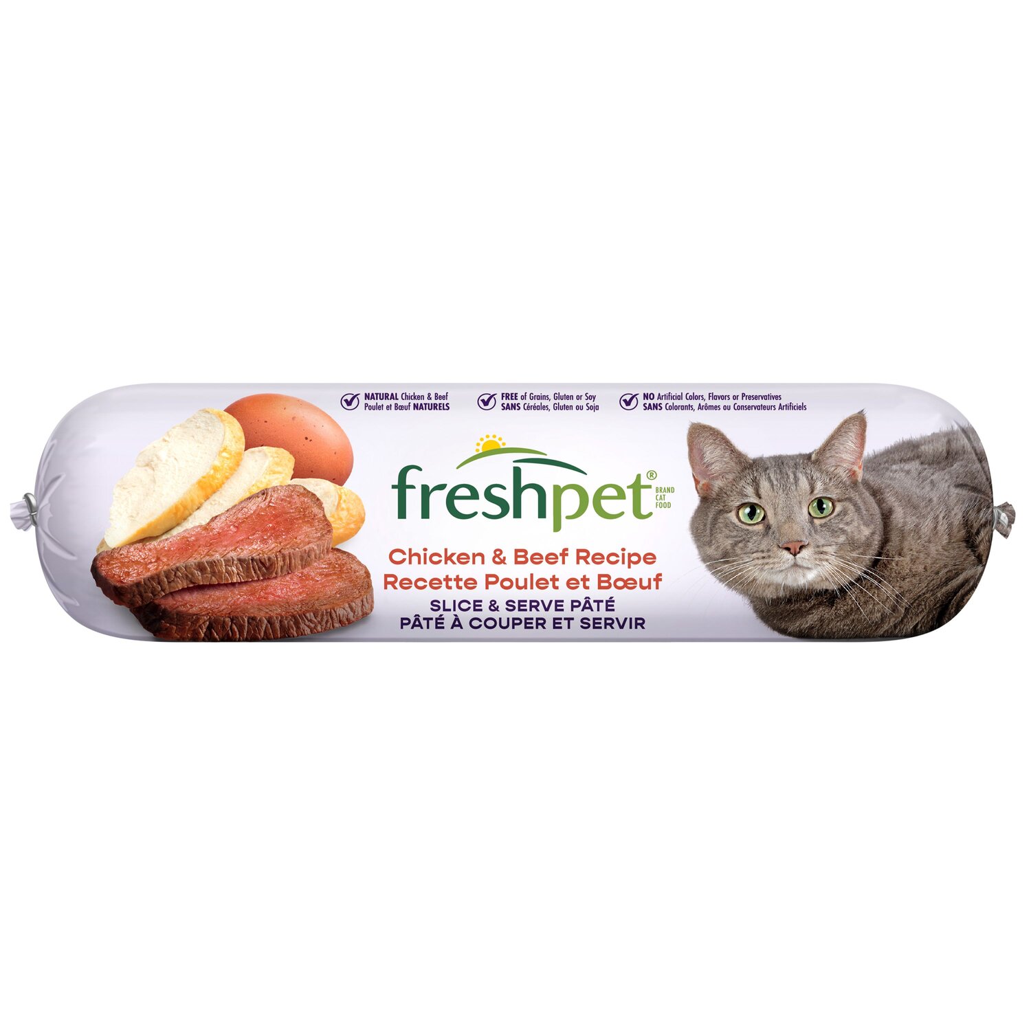 Front package image of chicken & beef grain free gourmet paté