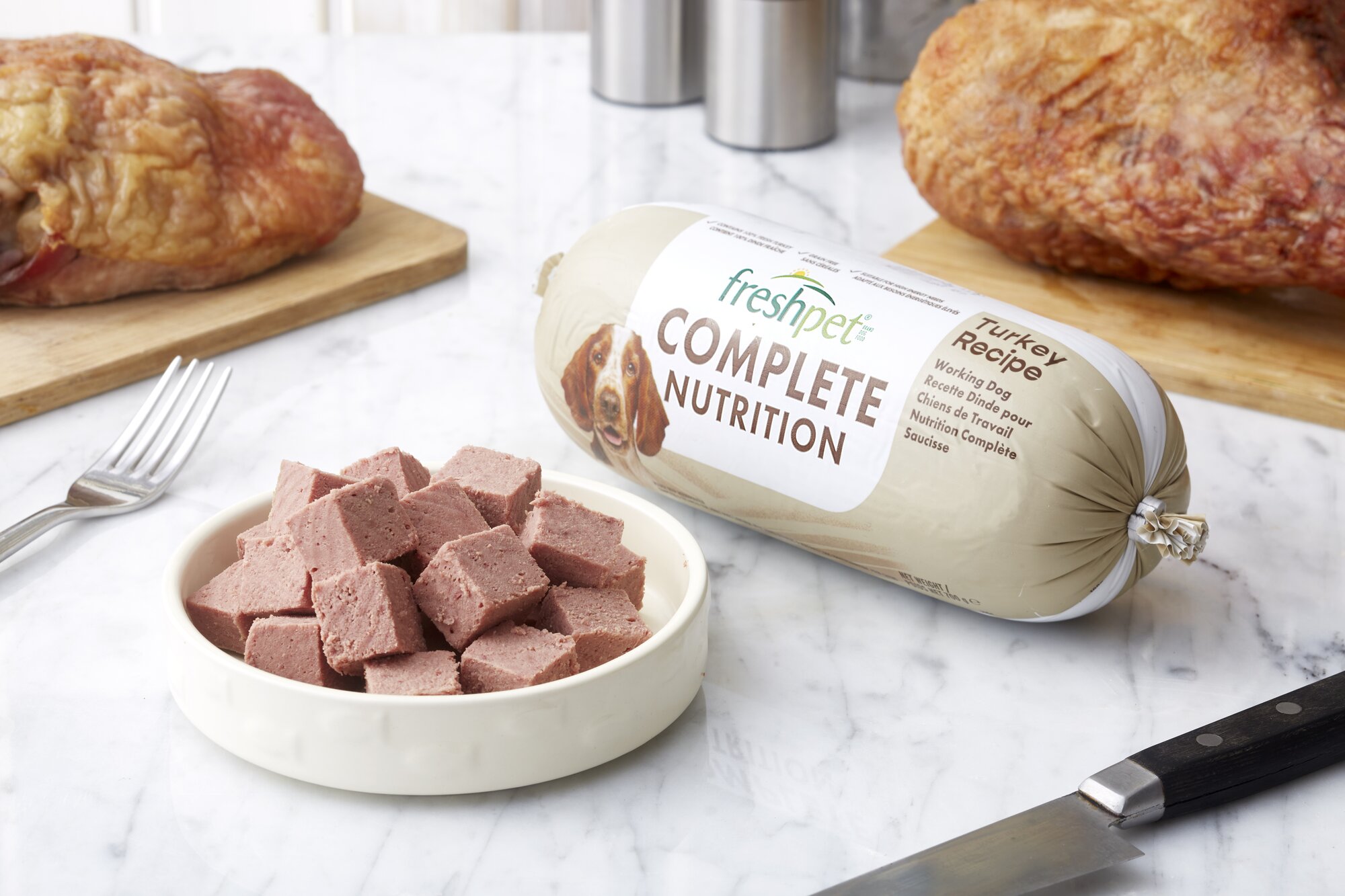 Freshpet® Complete Nutrition Turkey Recipe on a kitchen table