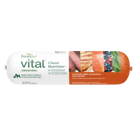 grain free multi-protein recipe with cranberries, spinach, blueberries & sweet potatoes