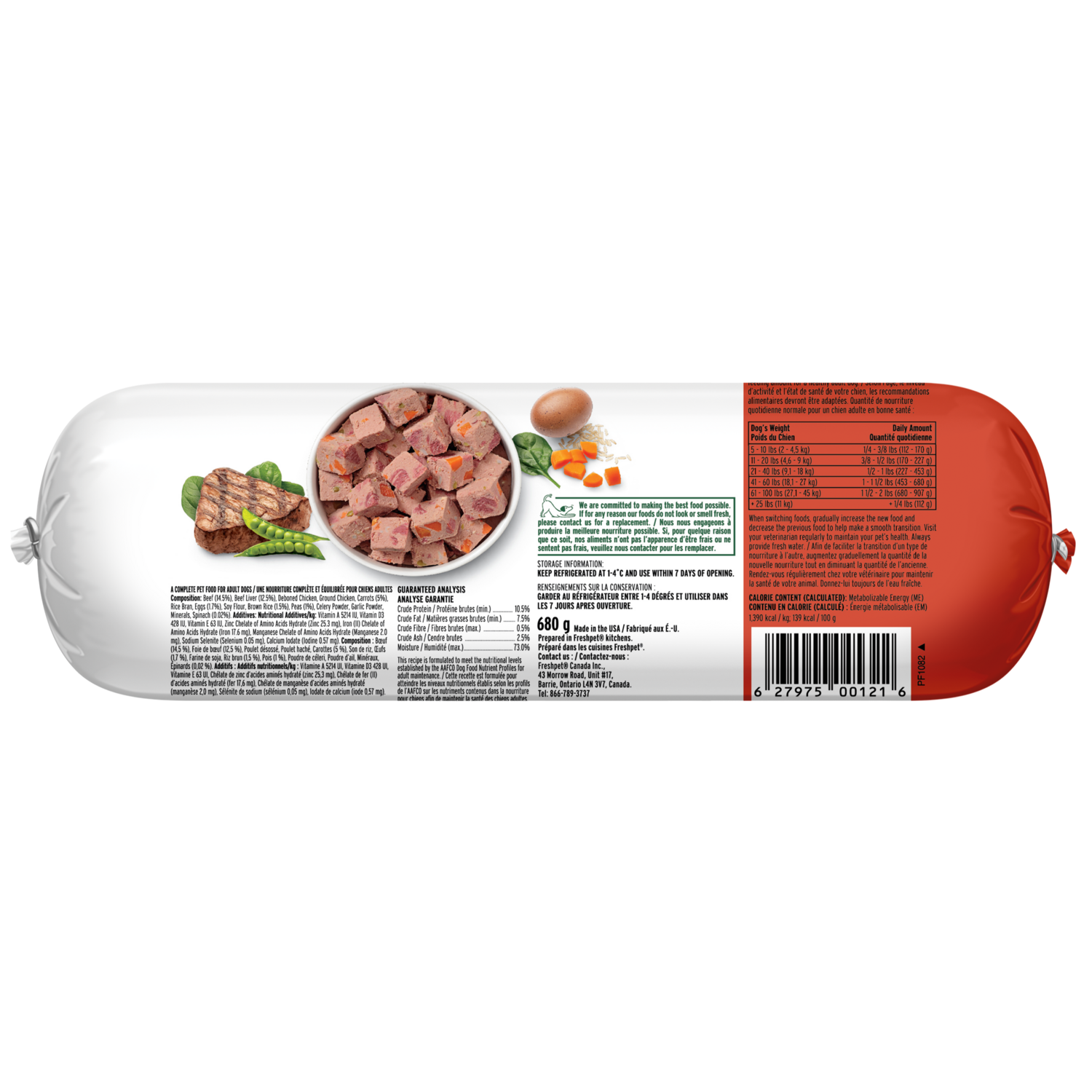 Back package image of chunky beef recipe with carrots
