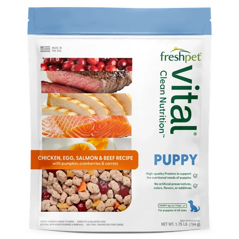 puppy: chicken, egg, salmon & beef puppy recipe with pumpkin, cranberries & carrots