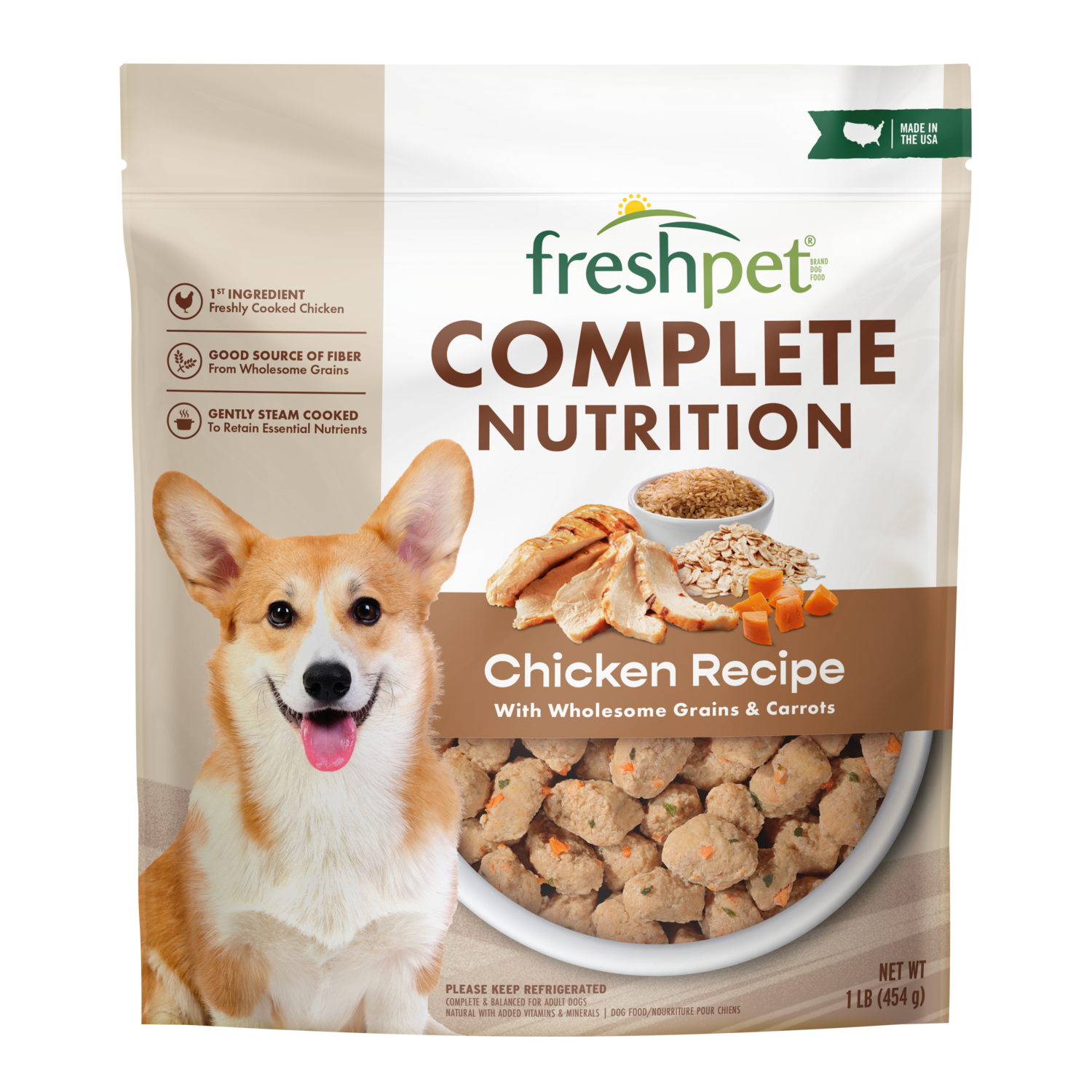 Front package image of Freshpet® Complete Nutrition Chicken Recipe with Wholesome Grains & Carrots 