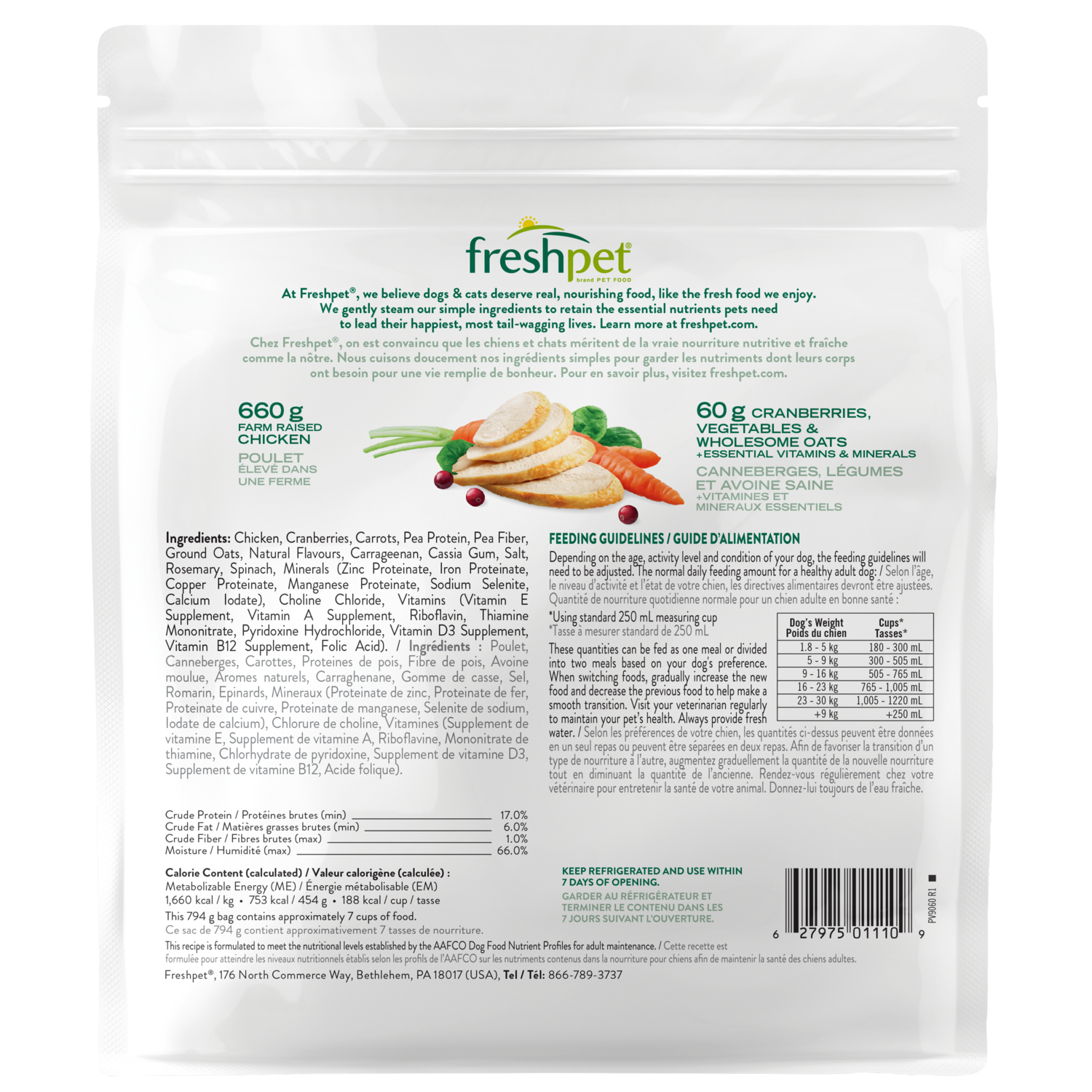 Back package image of fresh from the kitchen™ home cooked chicken recipe