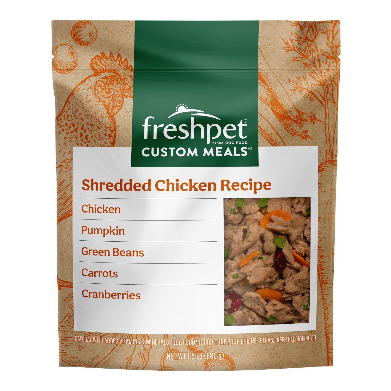 freshpet® custom meals® shredded chicken recipe