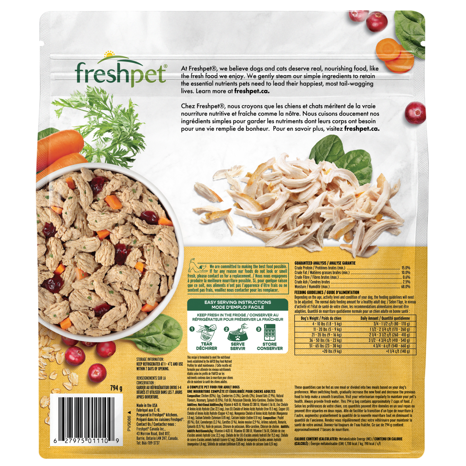 Back package image of fresh from the kitchen™ home cooked chicken recipe