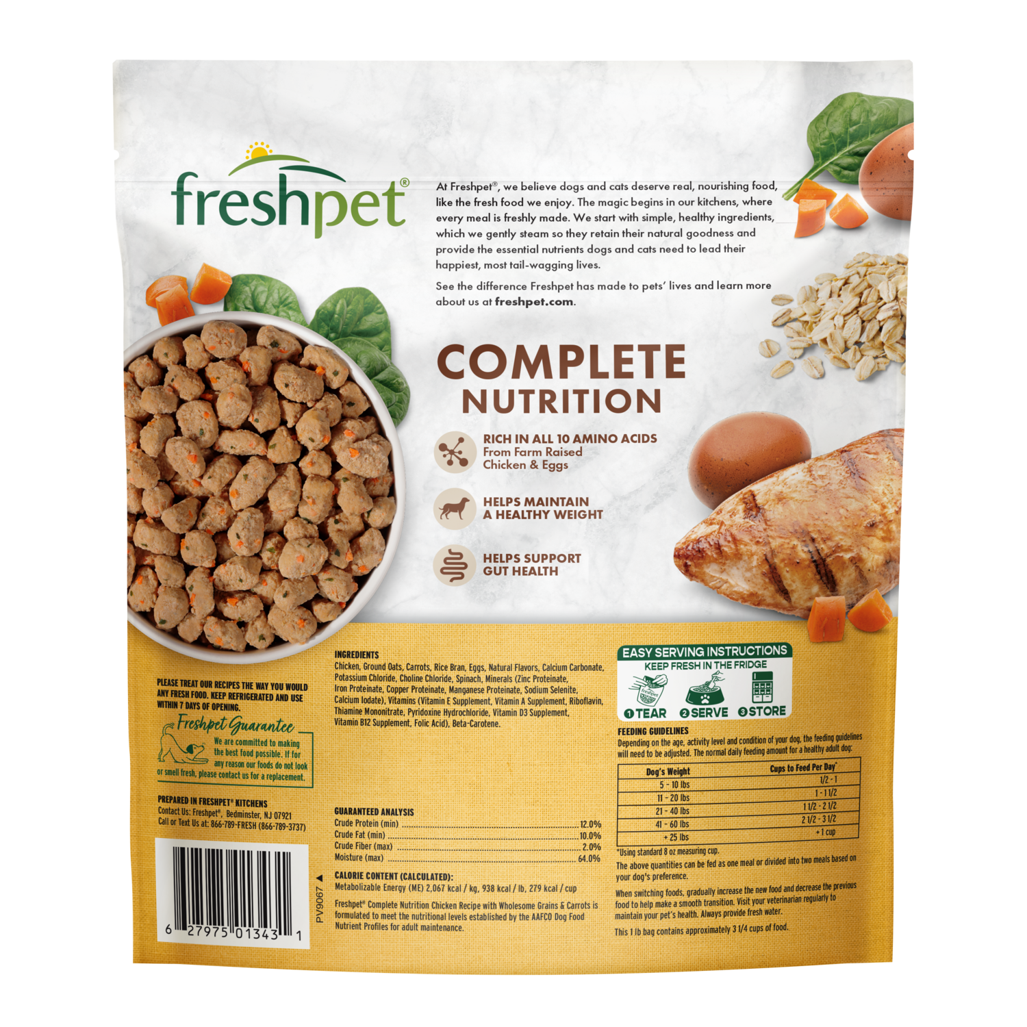 Back package image of Freshpet® Complete Nutrition Chicken Recipe with Wholesome Grains & Carrots 