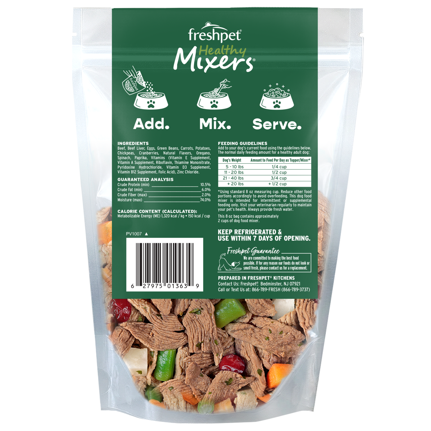 Back package image of Freshpet® Healthy Mixers Shredded Beef Recipe