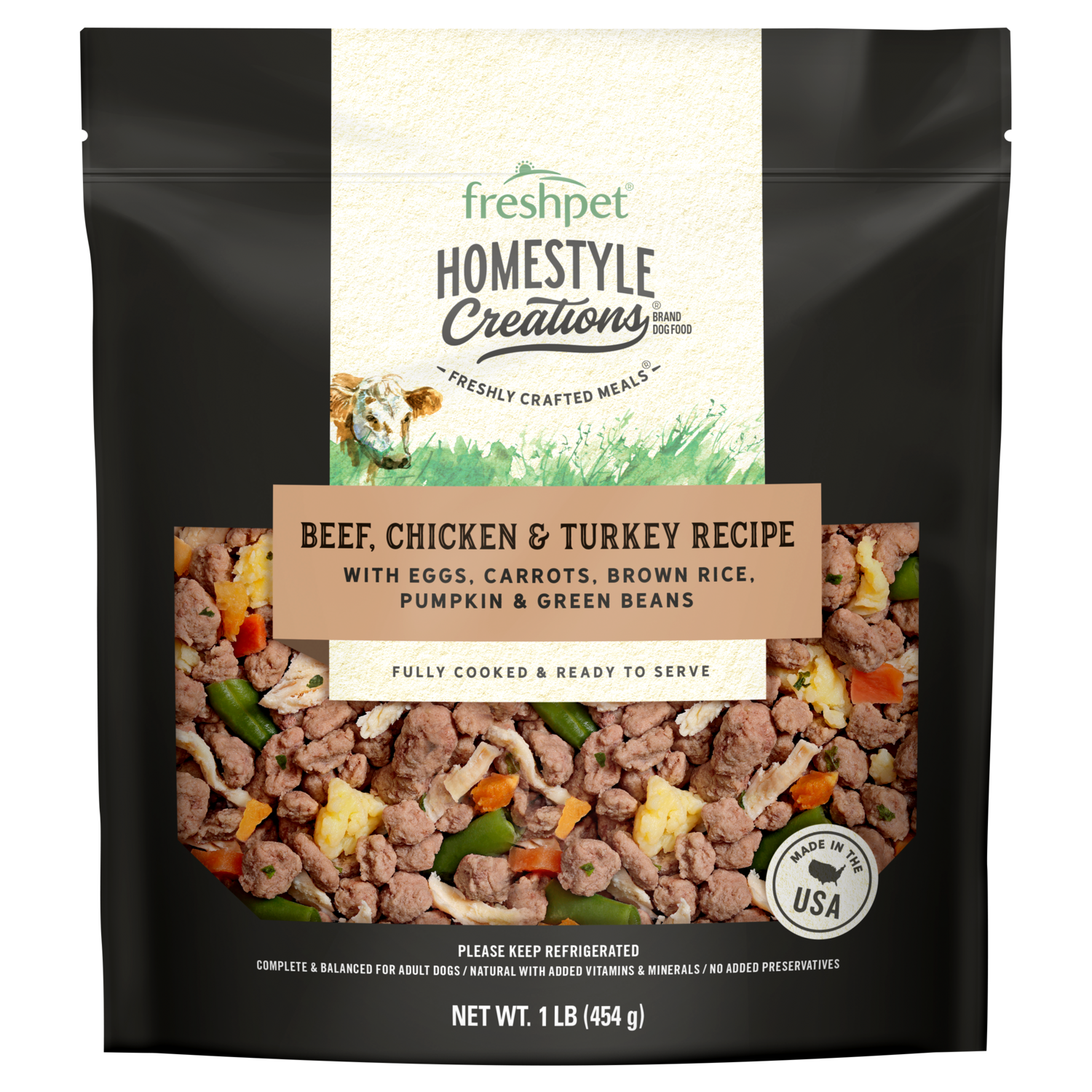 Front package image of Freshpet® Homestyle Creations™ Beef, Chicken & Turkey Dog Food