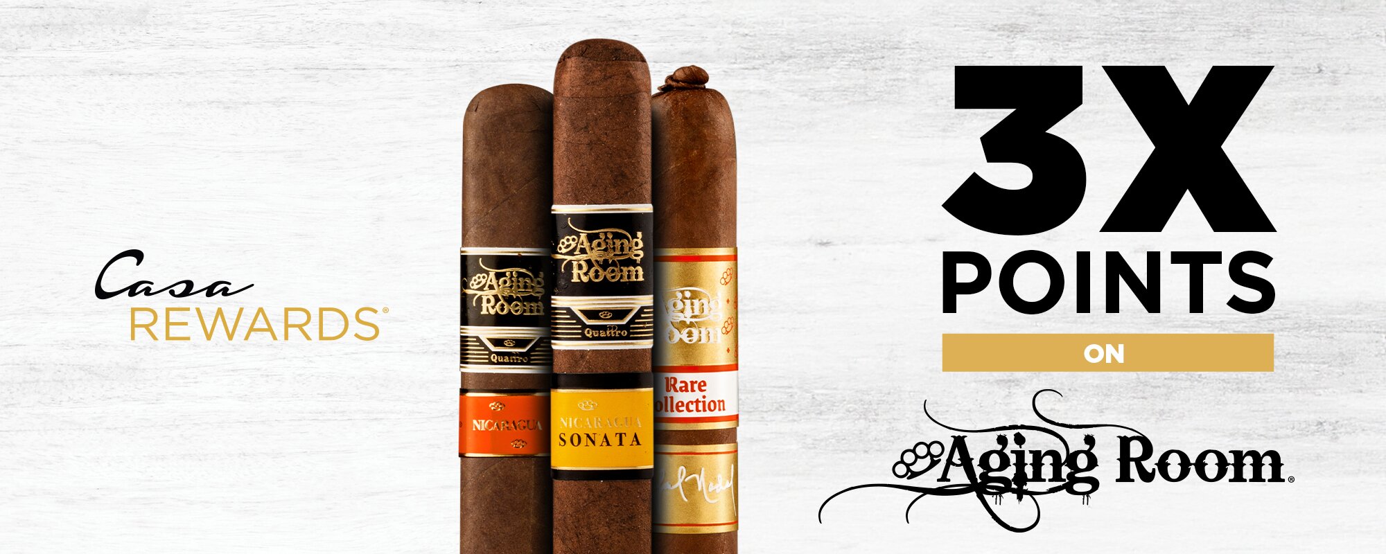 3 aging room cigars with 3x points and aging room logo