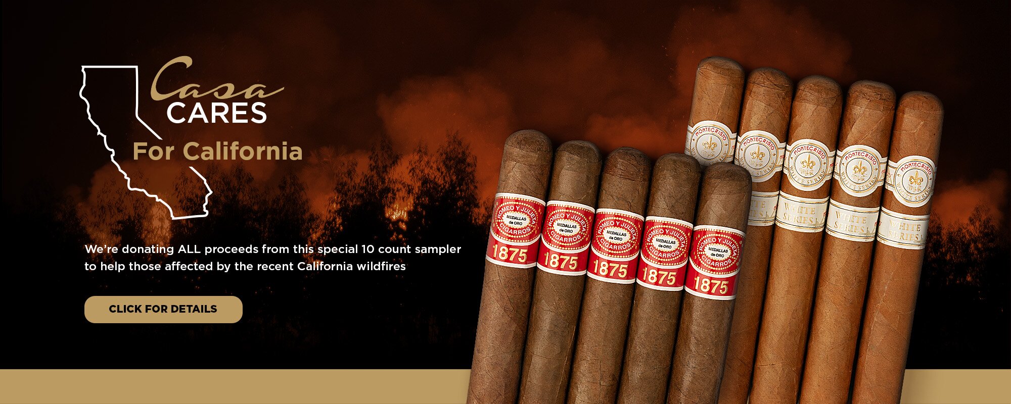 2 five packs of cigars and wildfire background