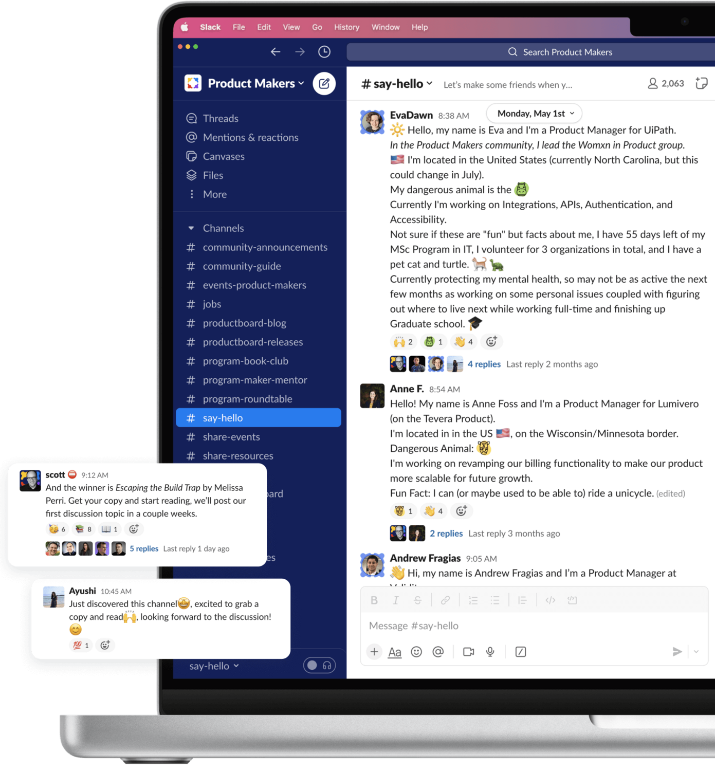 Screenshot of Product Makers slack community