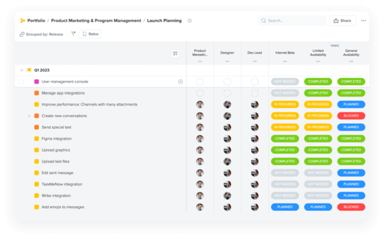 Image of a Prioritization board in Productboard for Product Management