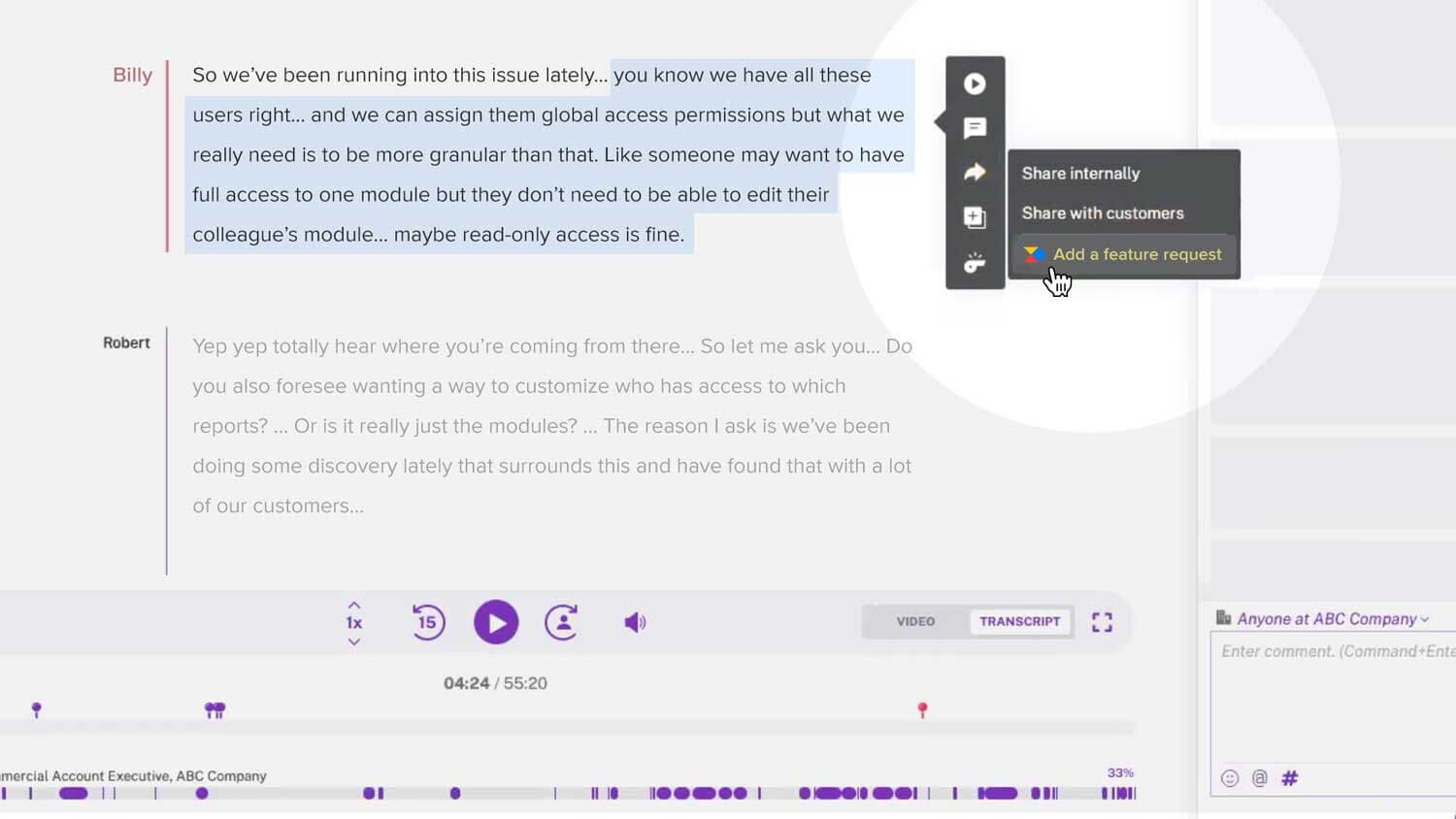 Spot product insights in sales call transcripts