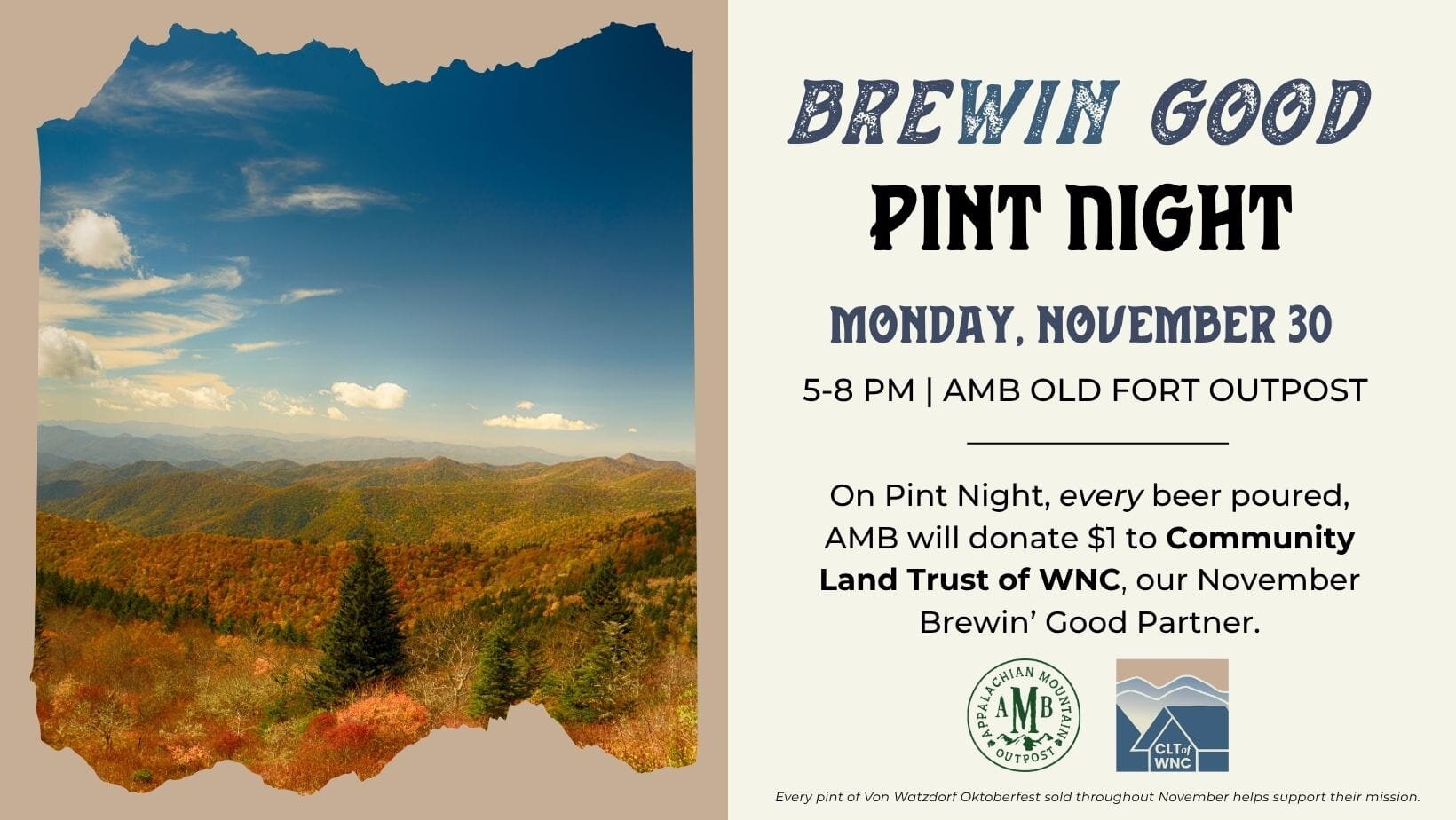 November 2026 Brewin' Good Pint Night: Community Land Trust of WNC - Old Fort