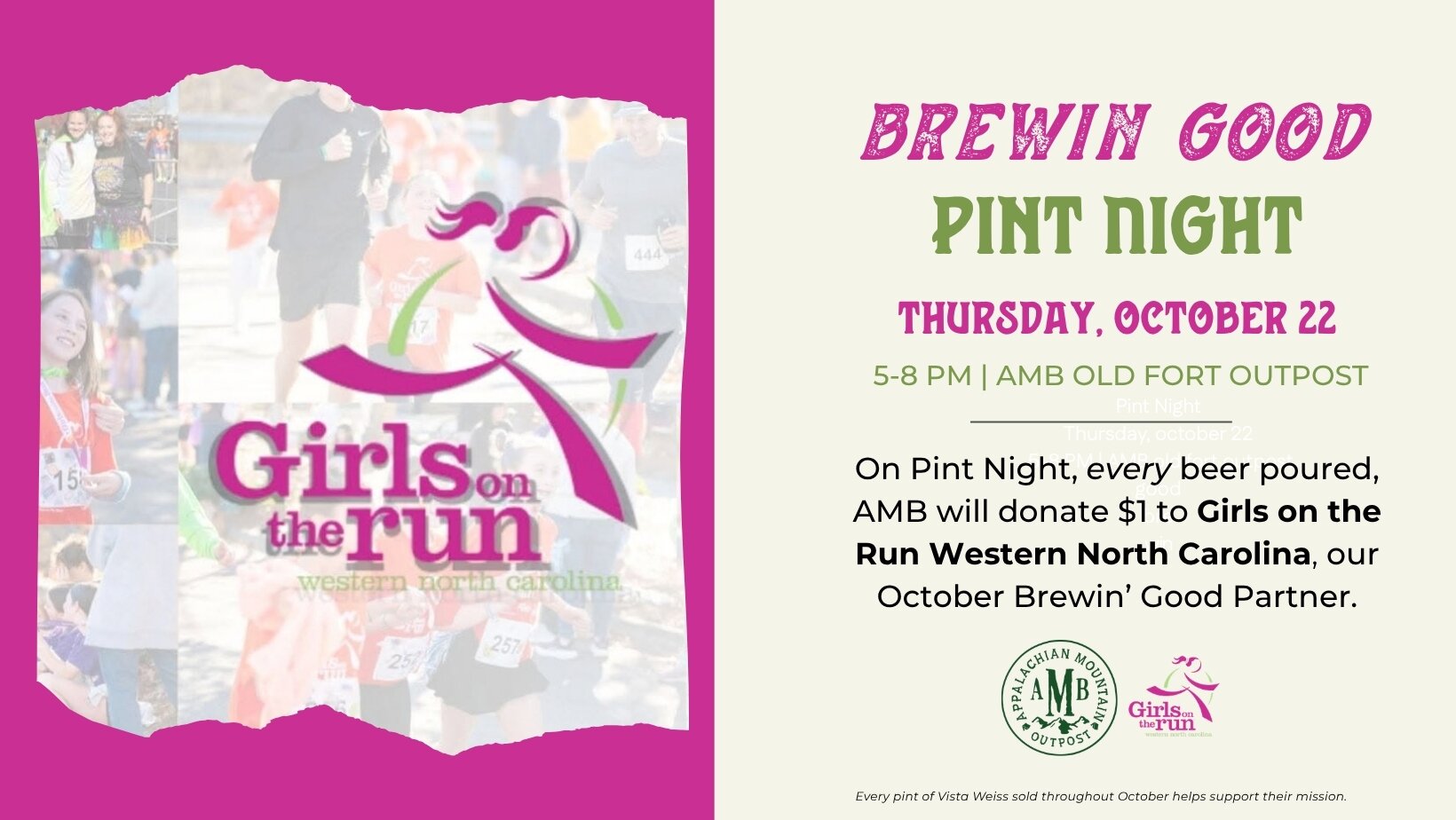 October 2026 Brewin' Good Pint Night: Girls on the Run Western North Carolina - Old Fort