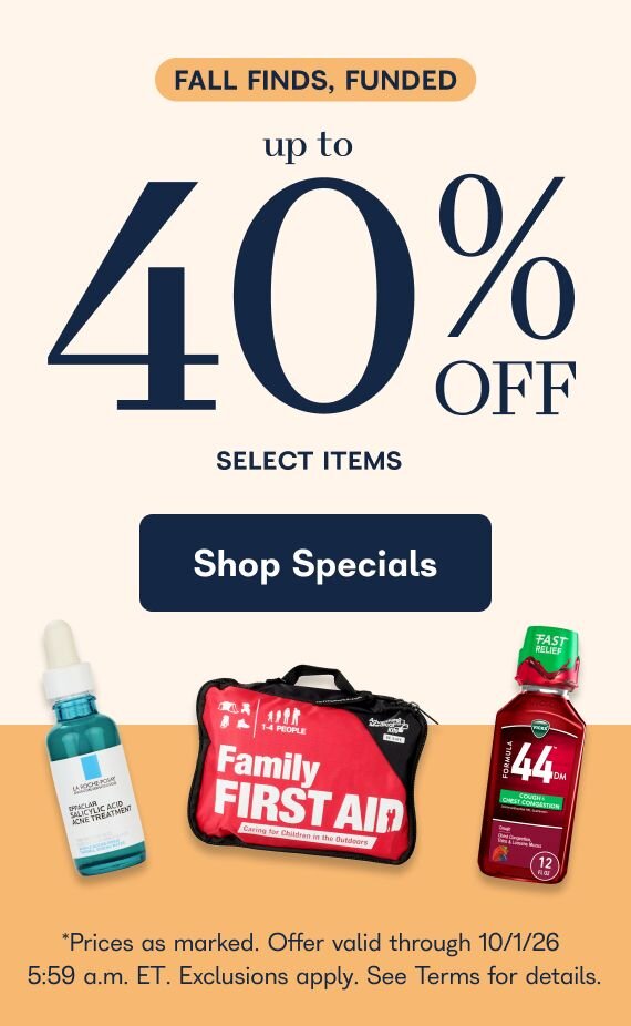 Fall finds, funded up to 40% off select items- Shop Specials. *Prices as marked. Offer valid through 10/1/26 5:59 a.m. ET. Exclusions apply. See Terms for details.