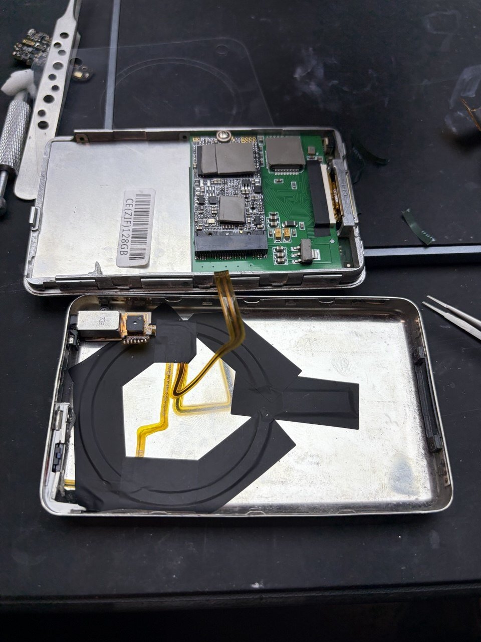 iPod Classic 120GB Custom Upgrade with SSD, MagSafe, and Taptic Vibration before