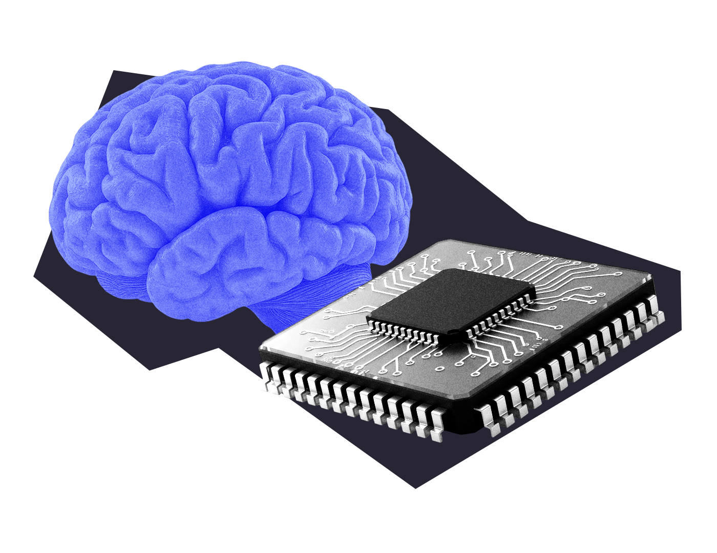Image a human brain and a computer chip