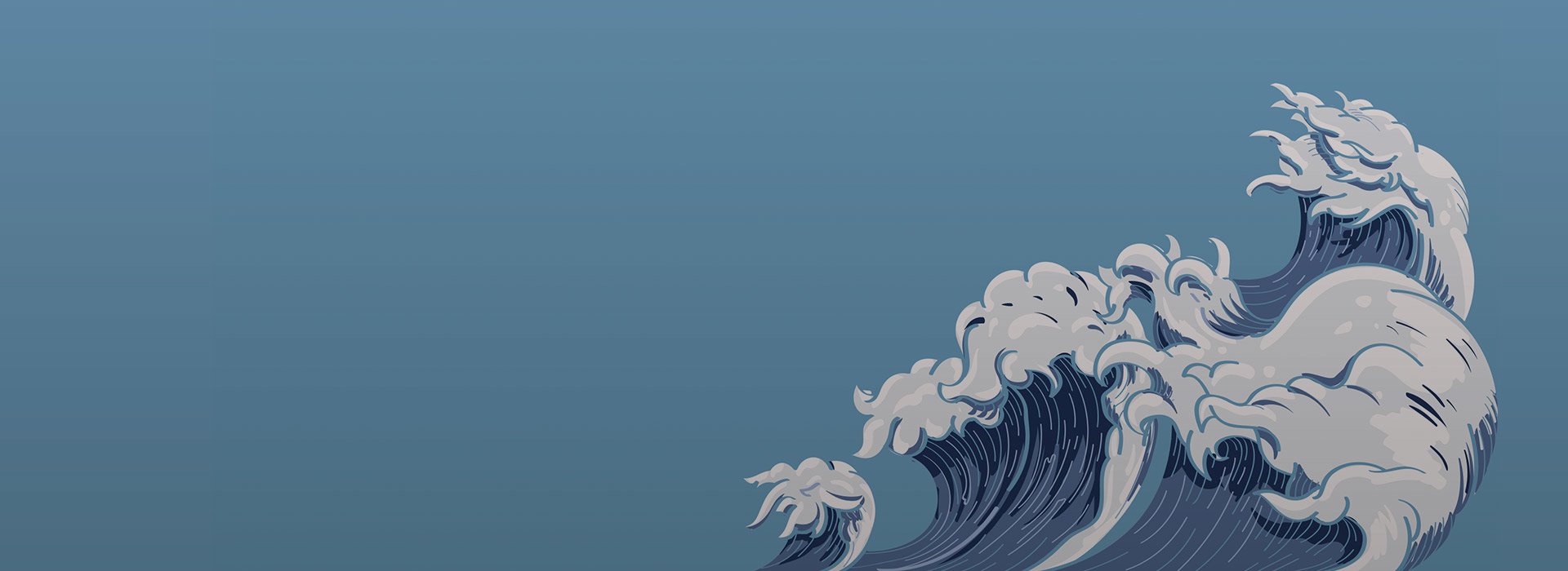 Cartoon waves on blue background