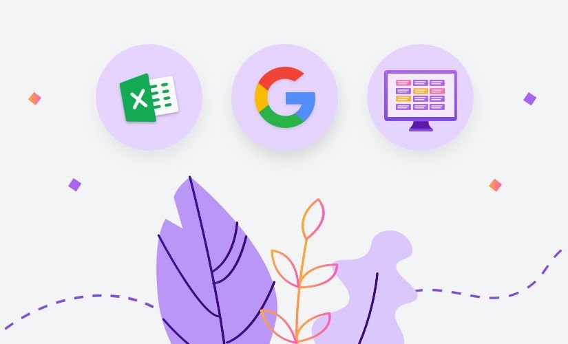 Illustration with Excel and Google icons