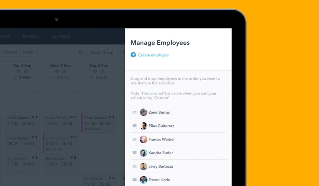 Screenshot manage employees