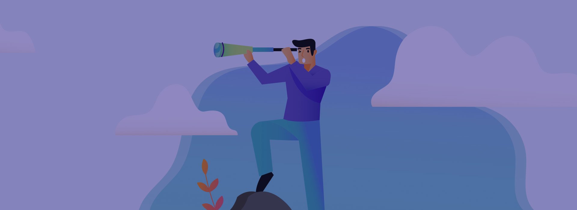 Animated man with telescope