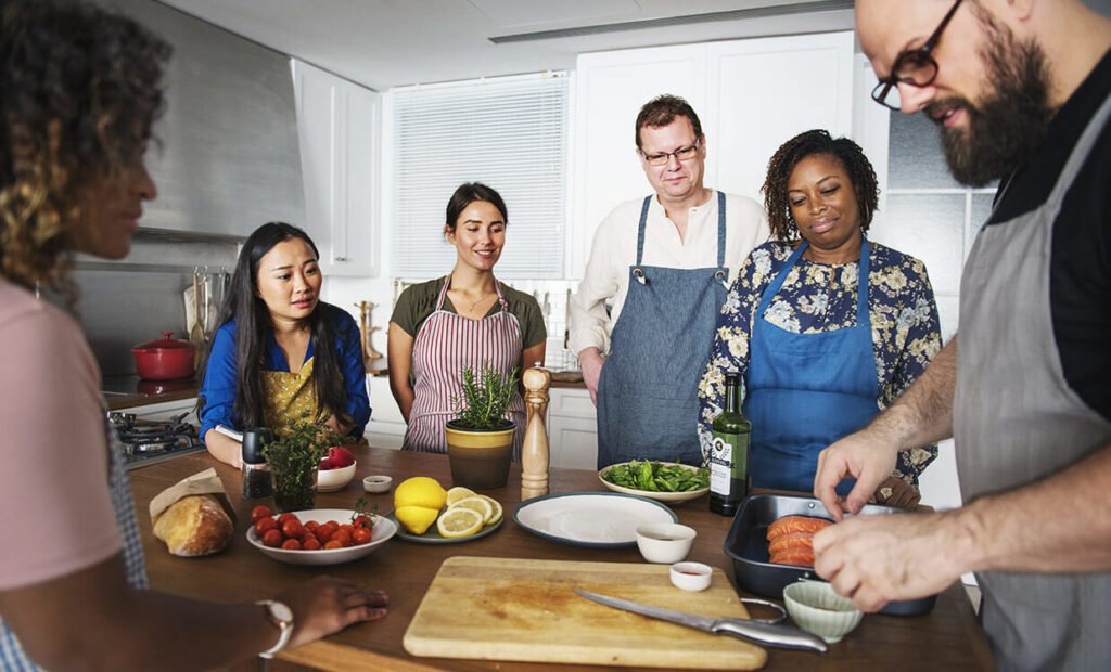 Team cooking food