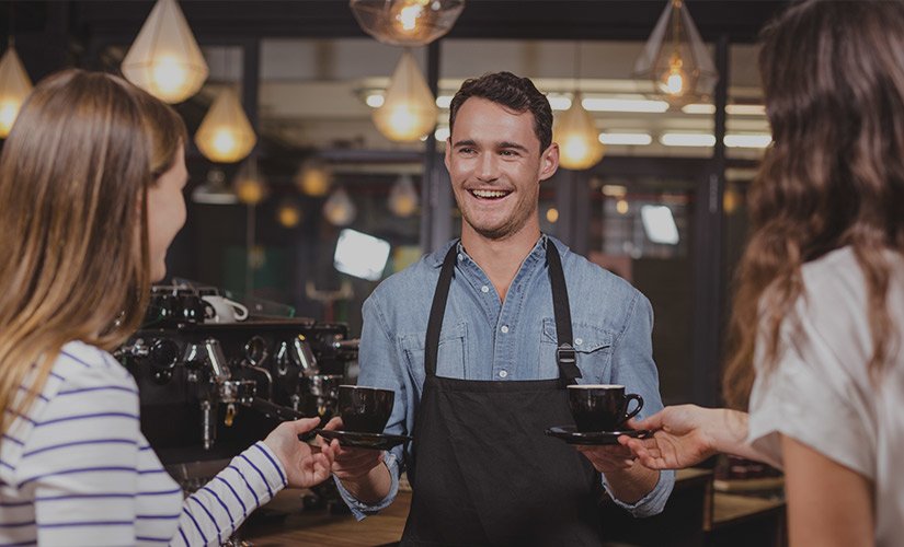 Serving coffee