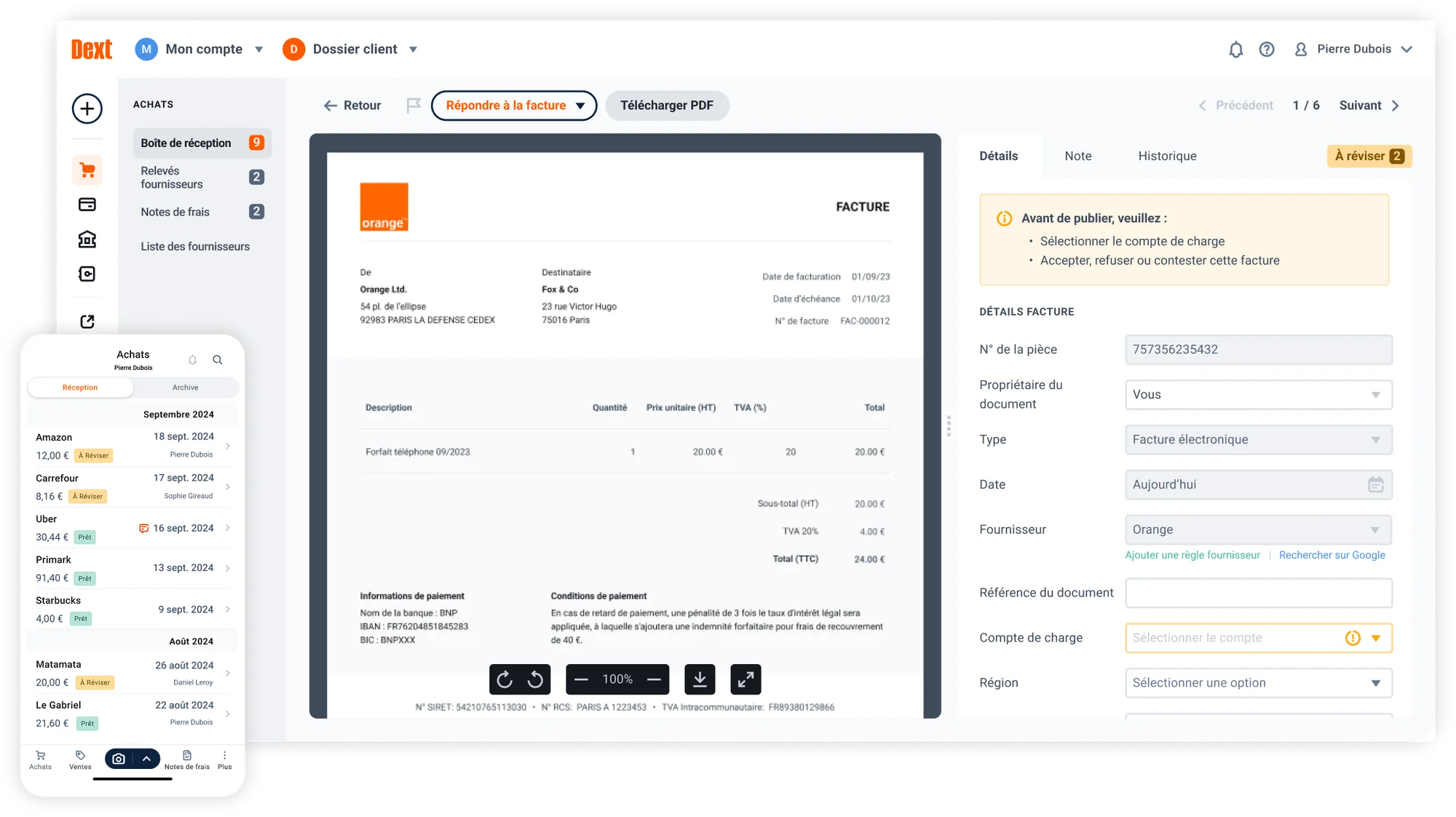 Illustration produit : logiciel de facturation électronique Dext