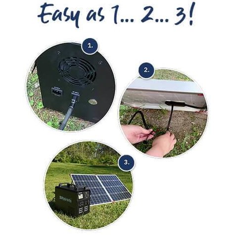 Easy as 1... 2... 3! Person plugging in solar panel to generator