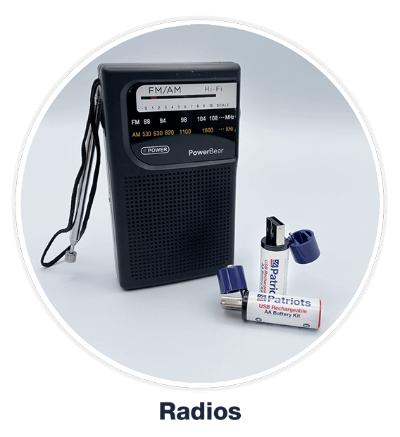 4Patriots USB-Rechargeable Battery Platinum Variety Pack battery next to a radio