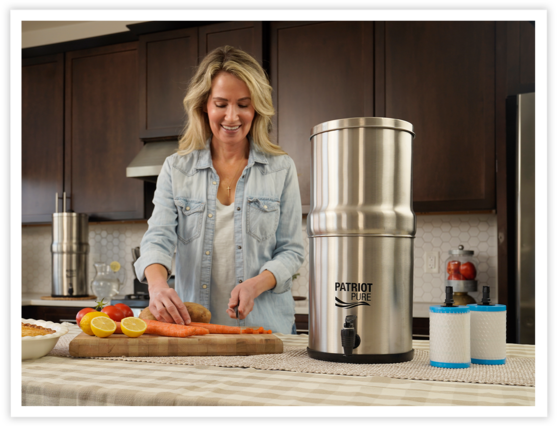 Patriot Pure Ultimate Water Filtration System on the counter in the kitchen