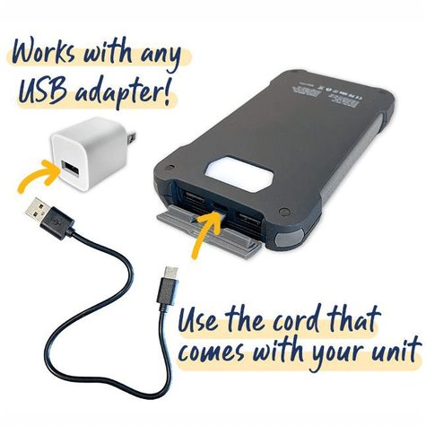 Patriot Power Cell CX works with any USB adapter! Use the cord that comes with your unit.